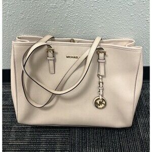 Michael Kors Women Jet Set Travel Tote Pink Saffiano Leather Shoulder Bag Purse